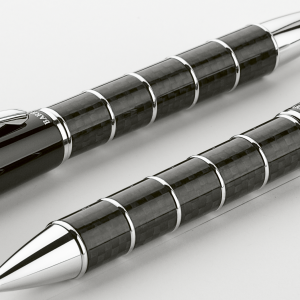 Brass Ballpoint Pen with Chrome and Carbon Fibre Barrel