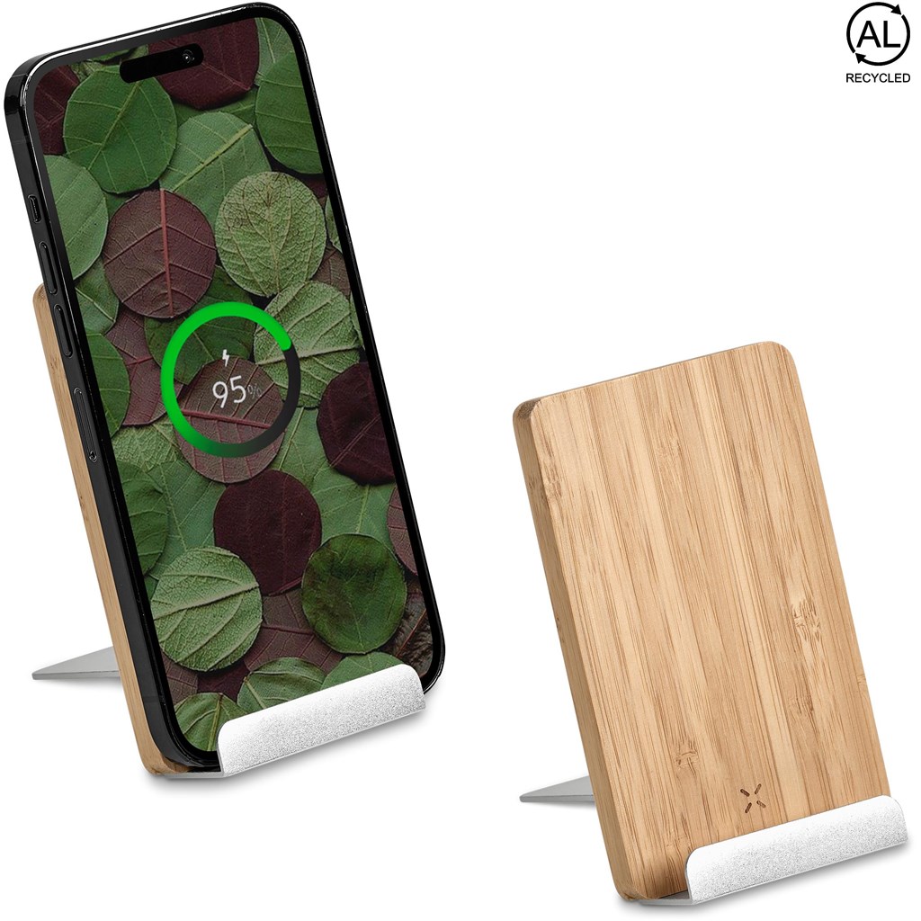 Okiyo Hakka Bamboo & Recycled Aluminium Wireless Charging Phone Stand - Image 9
