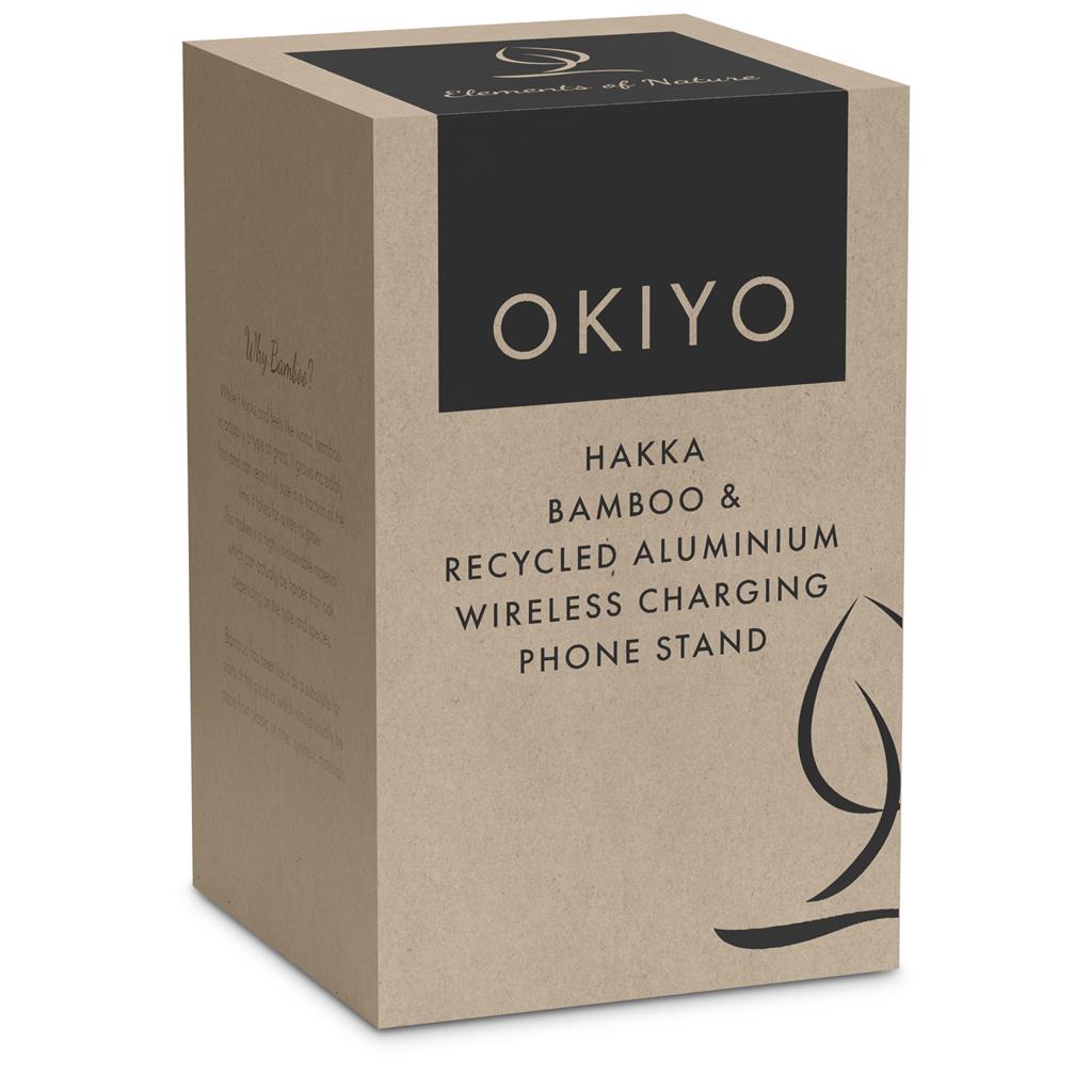 Okiyo Hakka Bamboo & Recycled Aluminium Wireless Charging Phone Stand - Image 3